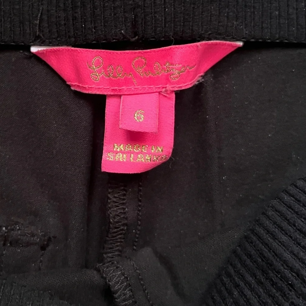 Lilly Pulitzer Black Pocket Side Zip Straight Career Professional Pants Size 6